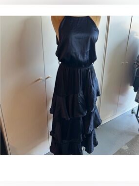 Navy blue Tiered Halter Maxi Dress size 8
